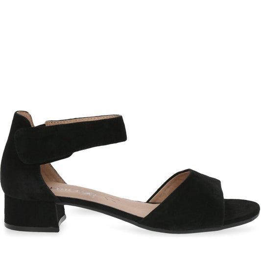 Caprice womens black suede elegant open sandals | Vilbury London