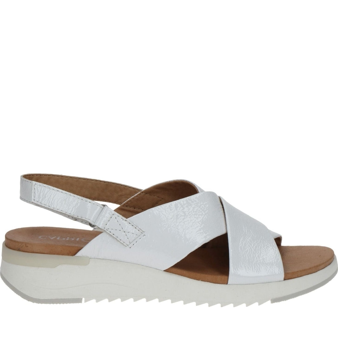 Caprice womens white naplak casual open sandals | Vilbury London