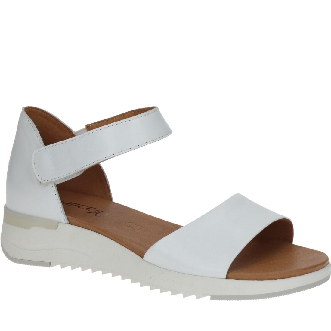 Caprice womens white nappa casual open sandals | Vilbury London