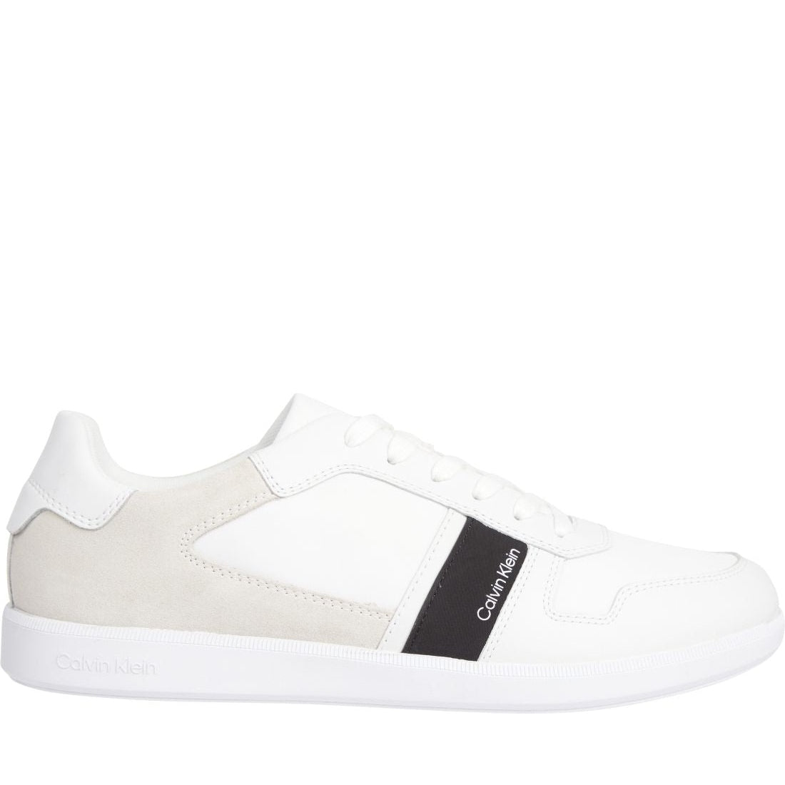 Calvin Klein mens white mix low top lace up mix sport shoe | Vilbury London