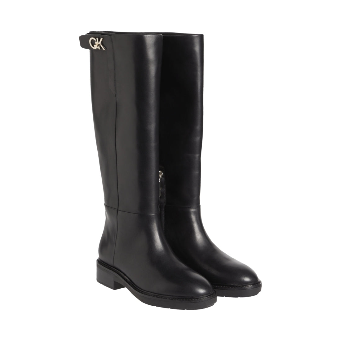 Calvin Klein womens Black rubber sole knee boot w hw | Vilbury London