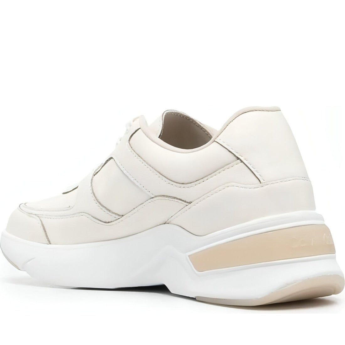 CALVIN KLEIN womens marshmallow, gray elevated lace up trainers | Vilbury London