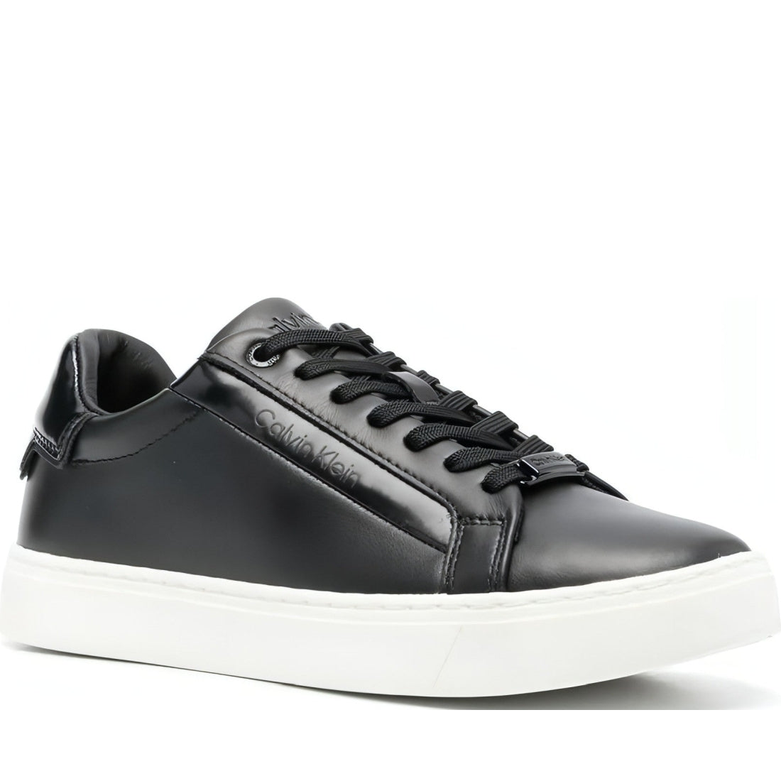 CALVIN KLEIN womens black cupsole lace up trainers | Vilbury London