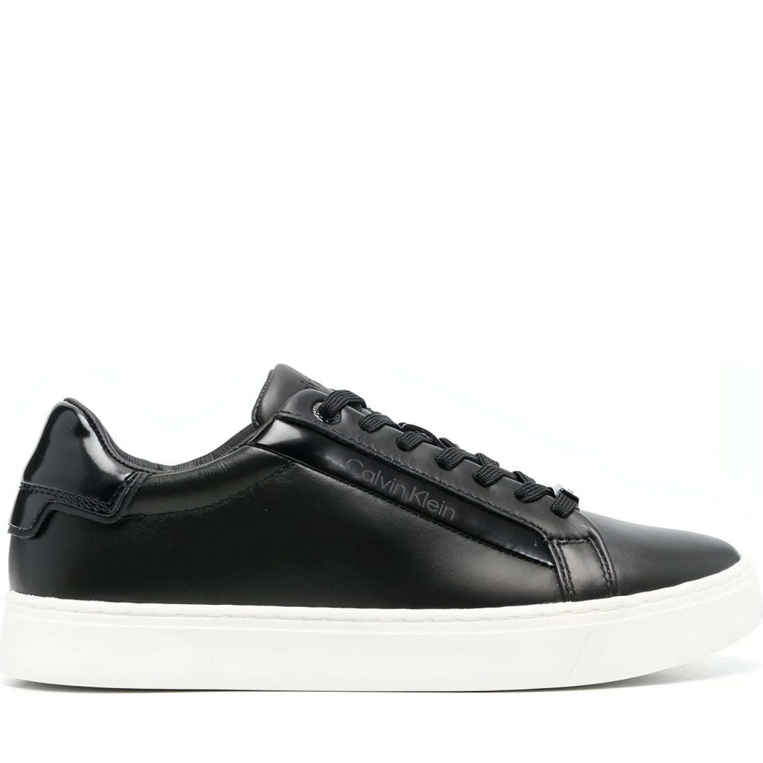 CALVIN KLEIN womens black cupsole lace up trainers | Vilbury London