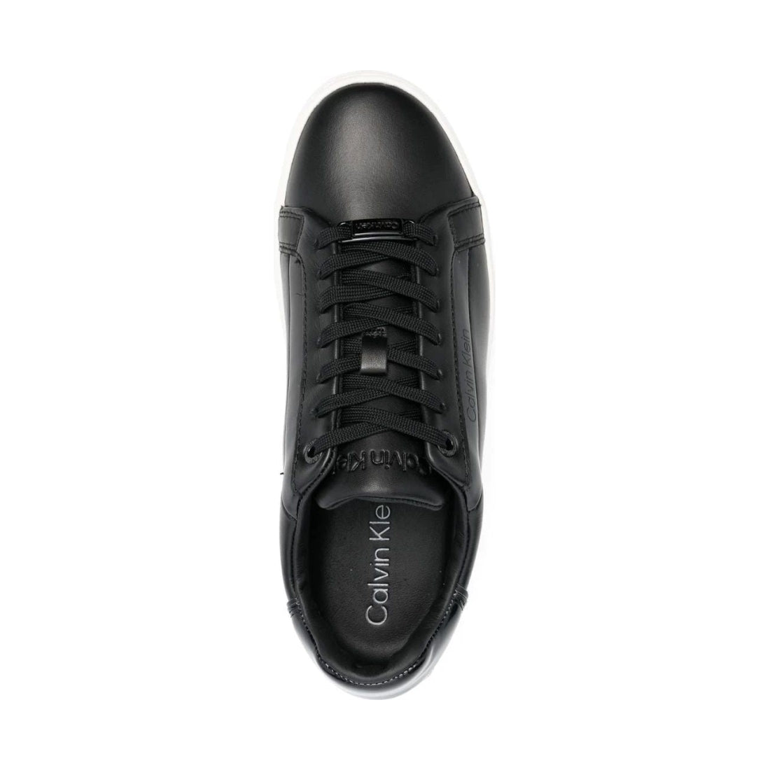 CALVIN KLEIN womens black cupsole lace up trainers | Vilbury London