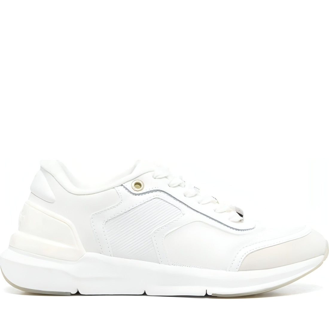 CALVIN KLEIN womens white, marshmallow flexi lace up trainers | Vilbury London