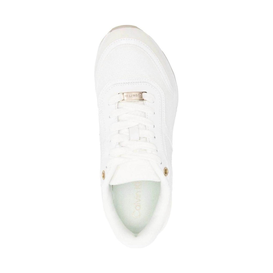 CALVIN KLEIN womens white, marshmallow flexi lace up trainers | Vilbury London