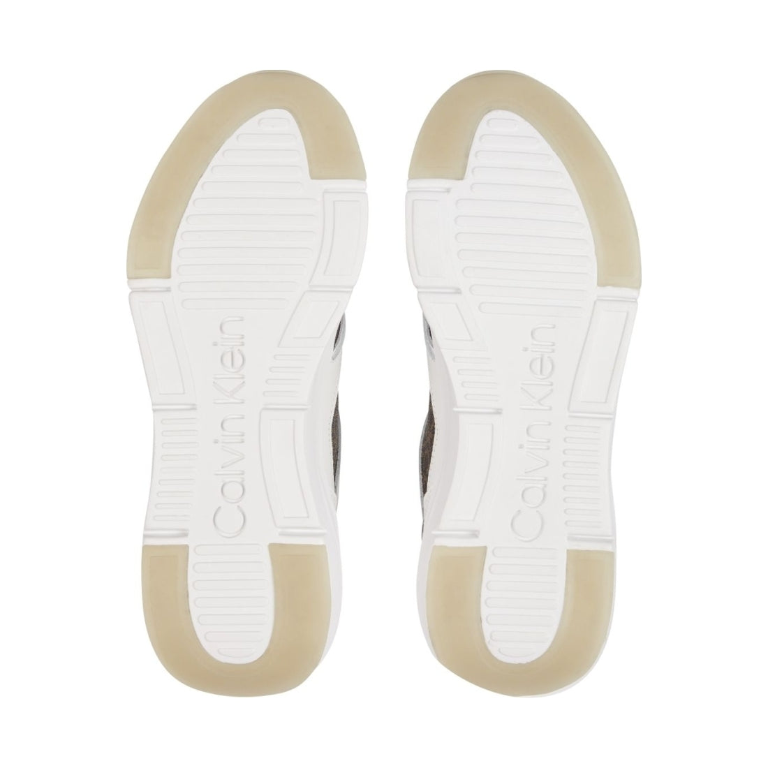 Calvin Klein womens white, brown mono flexi runner mono sport shoe | Vilbury London