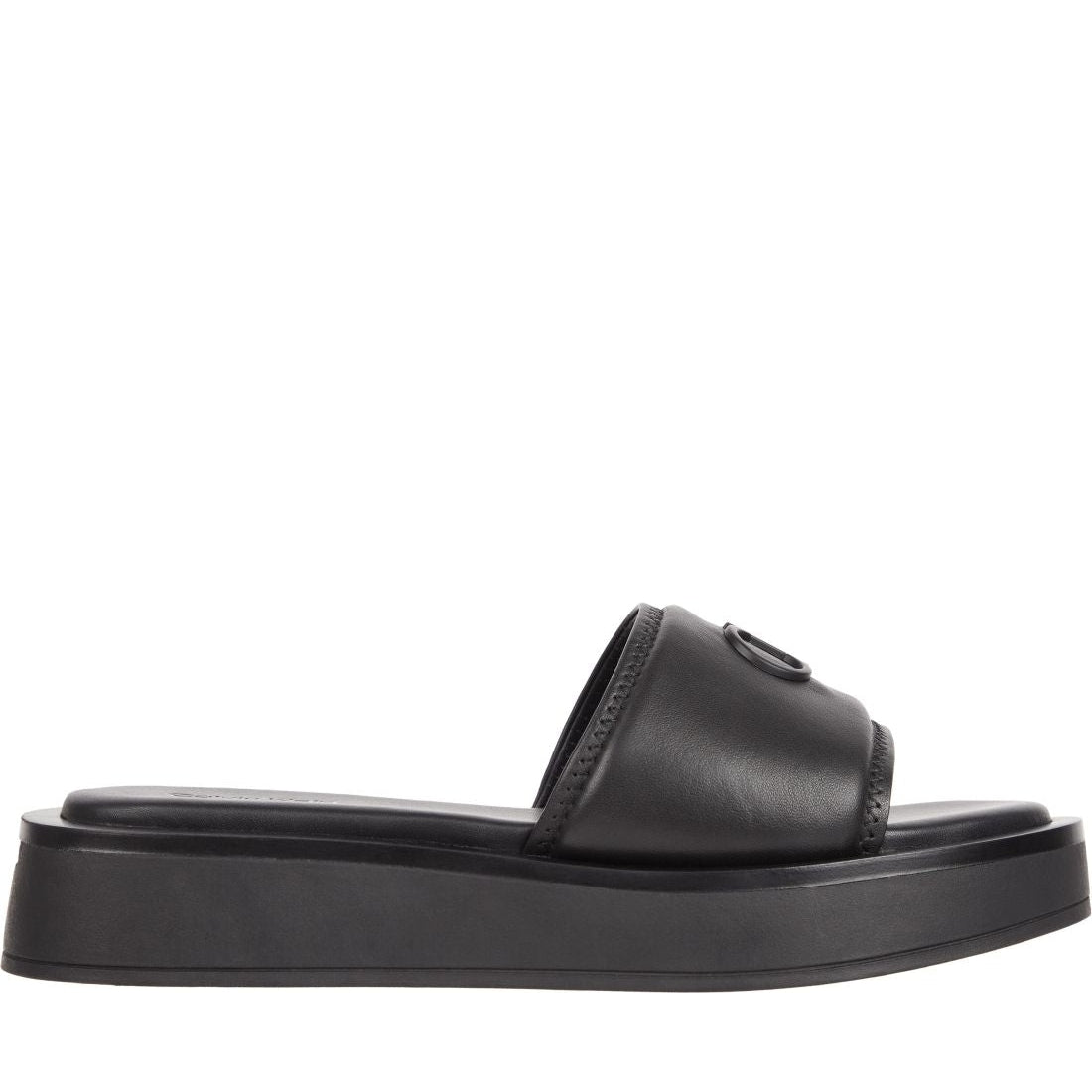 Calvin Klein womens ck black dress flatform slippers | Vilbury London