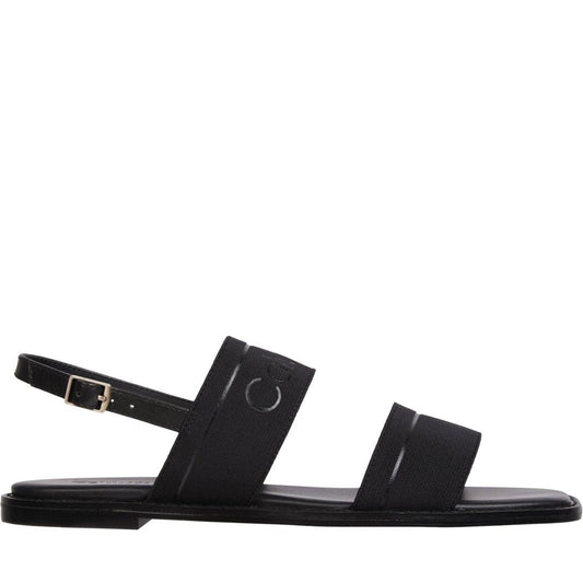 Calvin Klein womens ck black squared flat sandal | Vilbury London