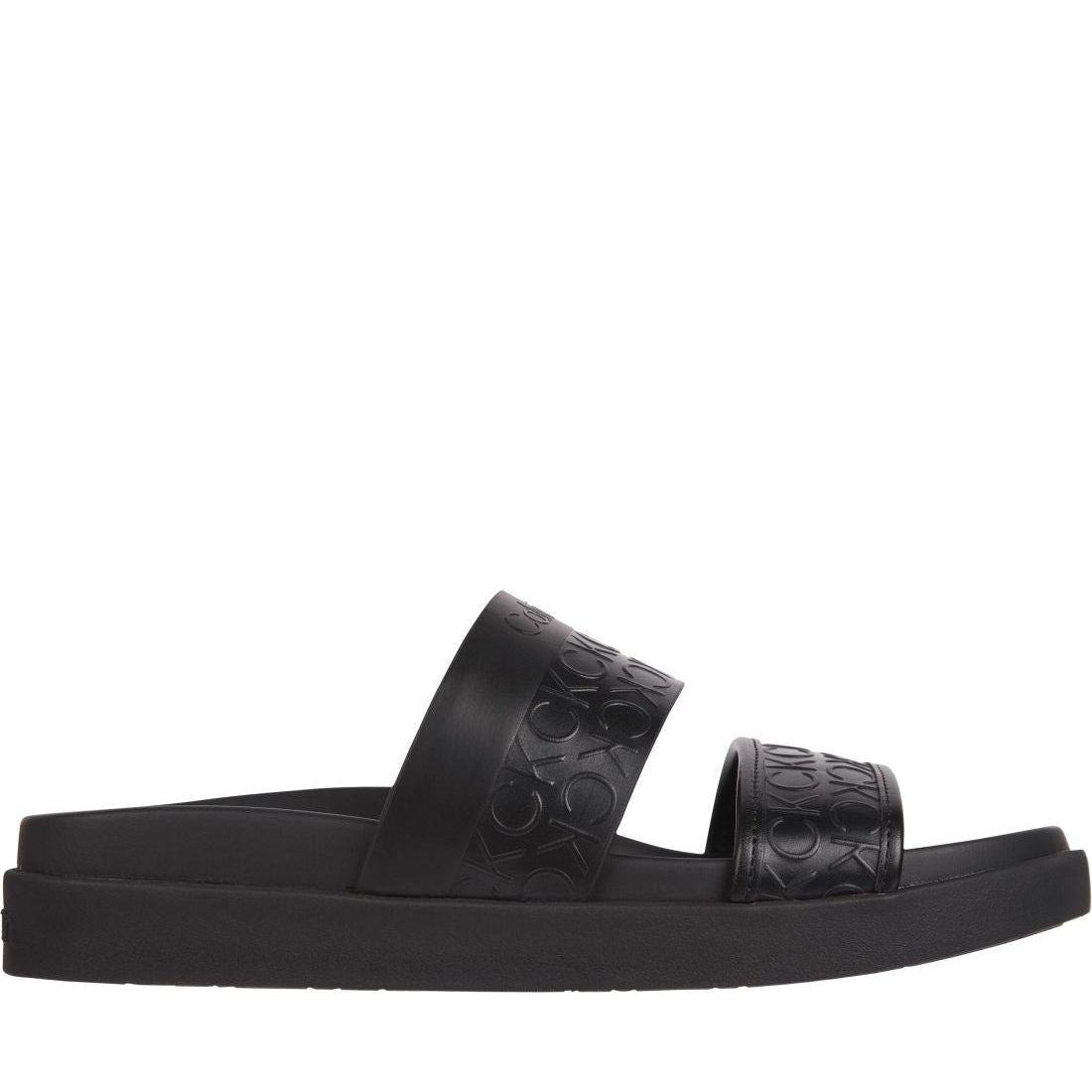 Calvin Klein womens black mono ergo slide mono | Vilbury London