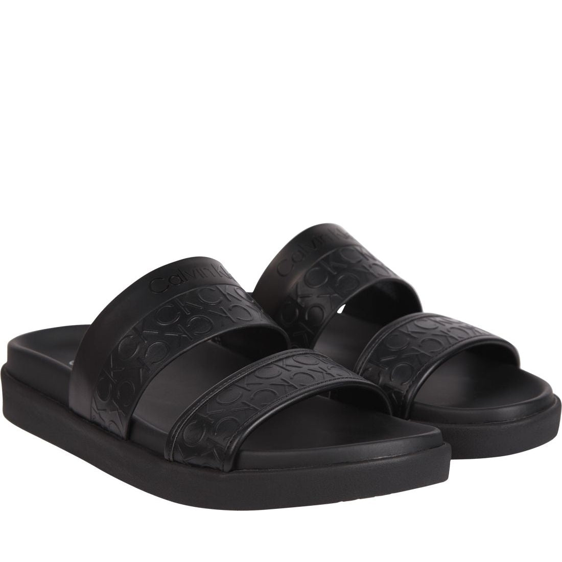 Calvin Klein womens black mono ergo slide mono | Vilbury London