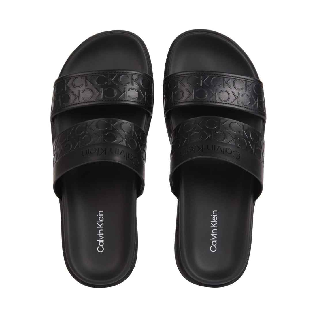 Calvin Klein womens black mono ergo slide mono | Vilbury London