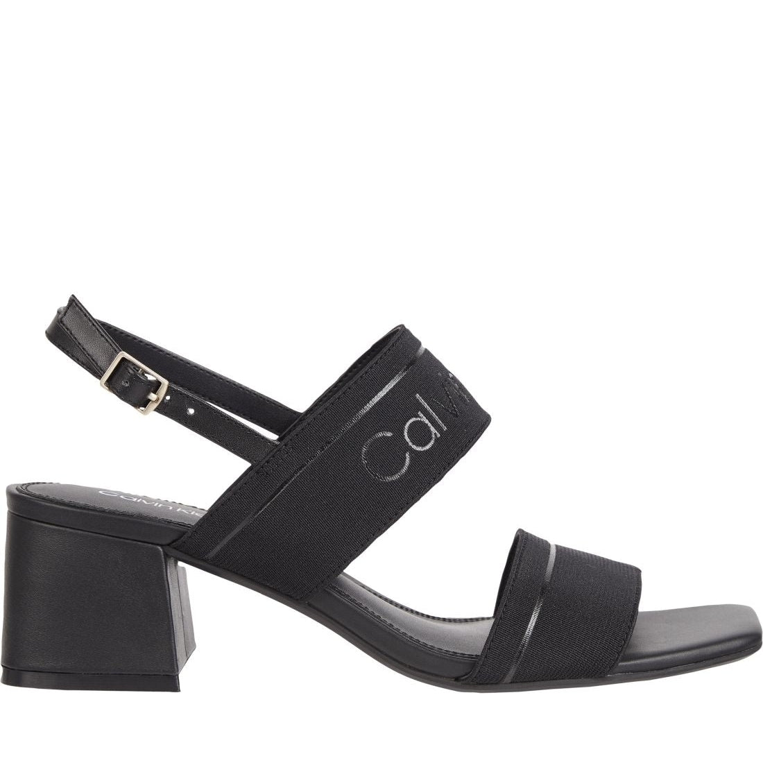 Calvin Klein womens ck black squared sandal | Vilbury London