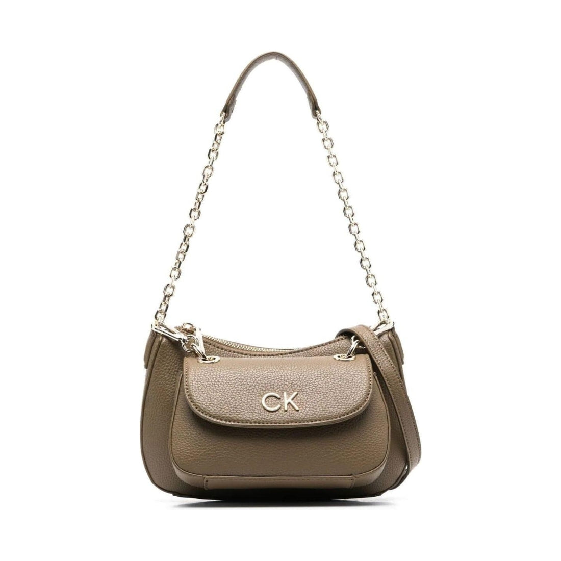 Calvin Klein womens willow green re-lodbl shoulder bag | Vilbury London