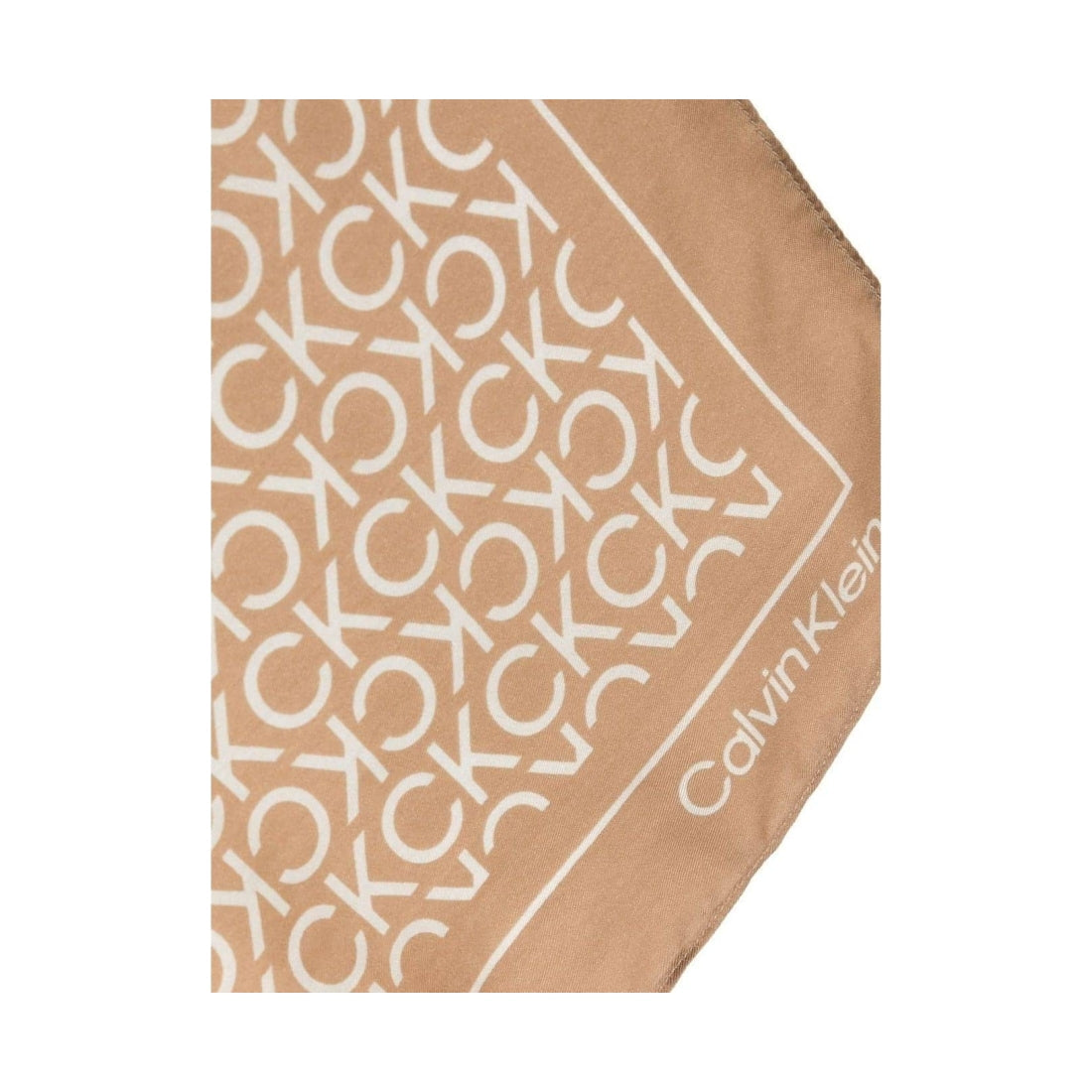 Calvin Klein womens safari canvas monogram silk bandana 70x70 | Vilbury London