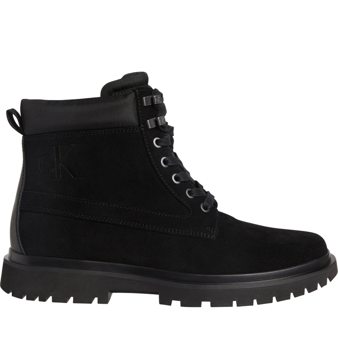 Calvin Klein mens Black lug mid laceup boot hike | Vilbury London