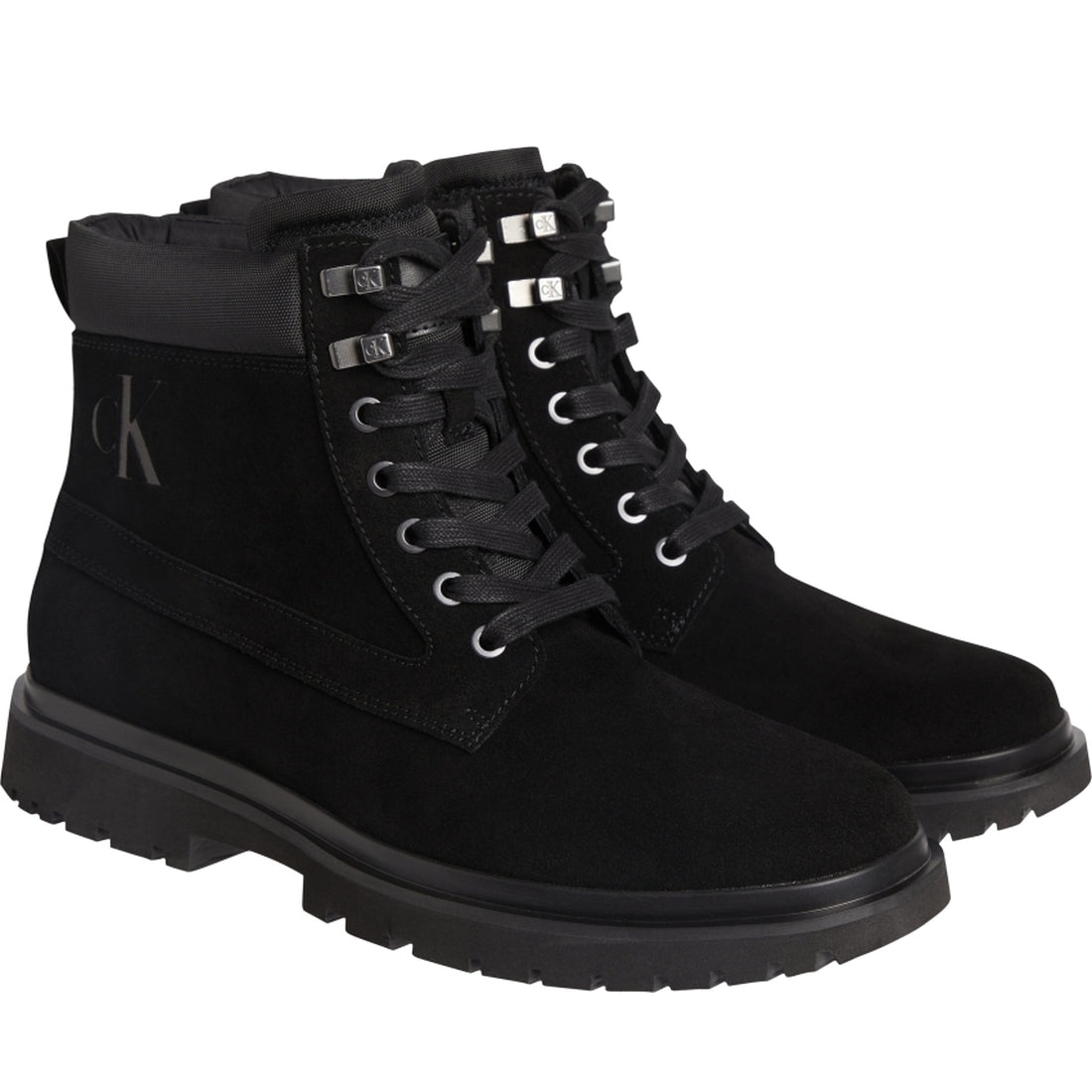 Calvin Klein mens Black lug mid laceup boot hike | Vilbury London