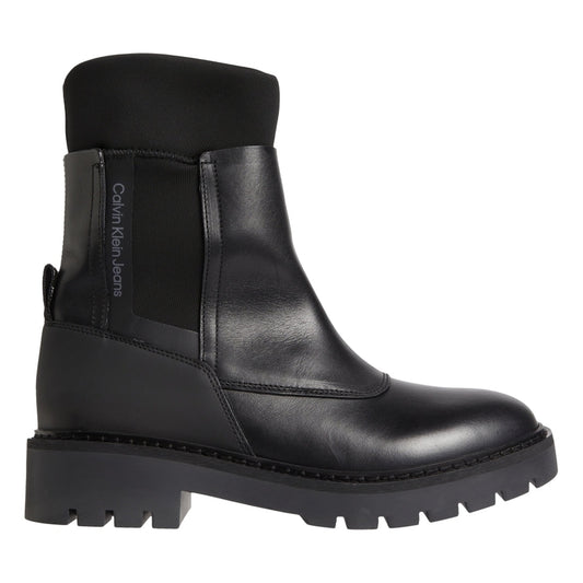 Calvin Klein womens Black combat mix chelsea boot | Vilbury London