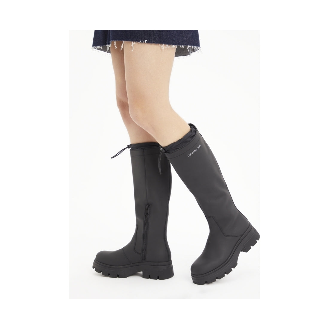 Calvin Klein womens Black chunky combat rainboot | Vilbury London