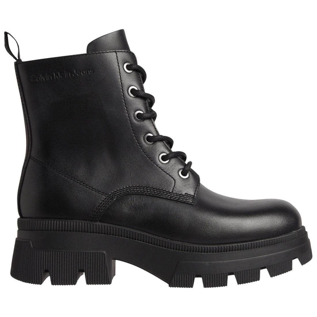 Calvin Klein womens Black chunky combat laceup boot | Vilbury London