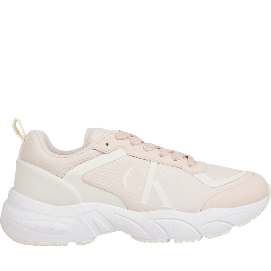 Calvin Klein Jeans womens peach blush, creamy retro tennis over mesh shoe | Vilbury London