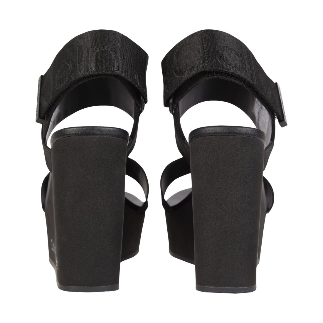 Calvin Klein Jeans womens black wedge sandal webbing | Vilbury London