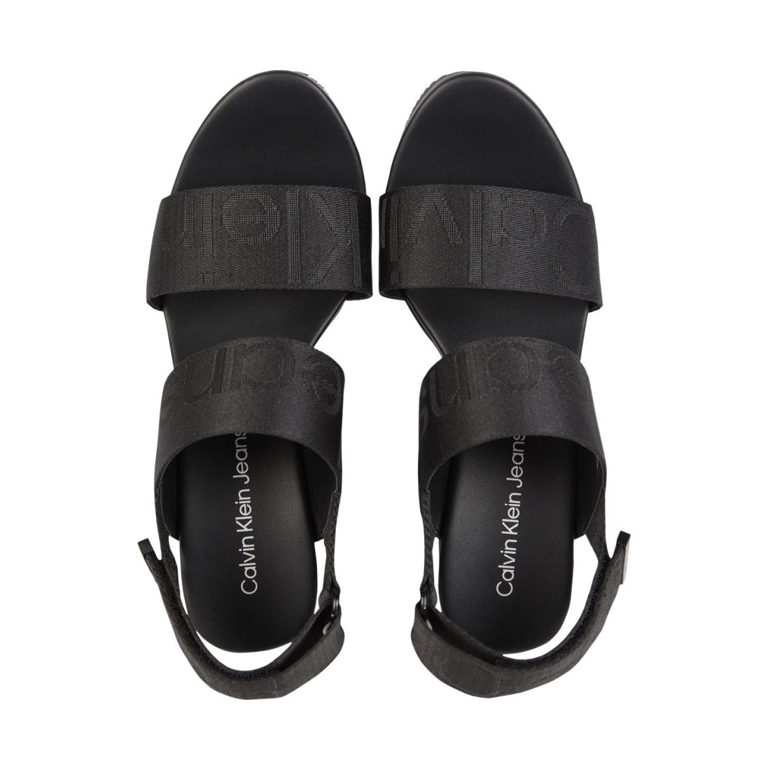 Calvin Klein Jeans womens black wedge sandal webbing | Vilbury London