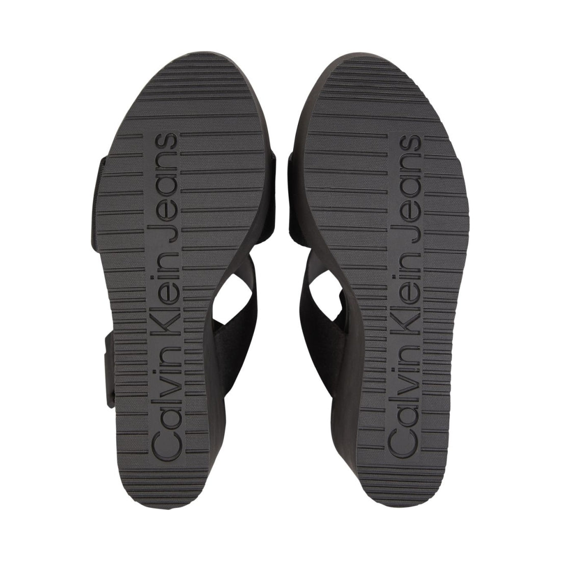 Calvin Klein Jeans womens black wedge sandal webbing | Vilbury London