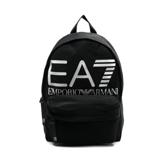 EA7 unisex adults black, white logo casual backpack | Vilbury London