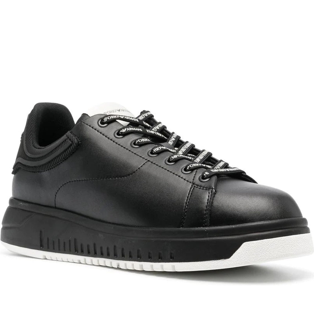 Emporio Armani mens black, black casual sneaker | Vilbury London