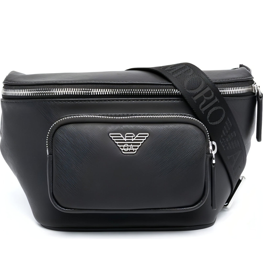Emporio Armani mens black casual belt bag | Vilbury London