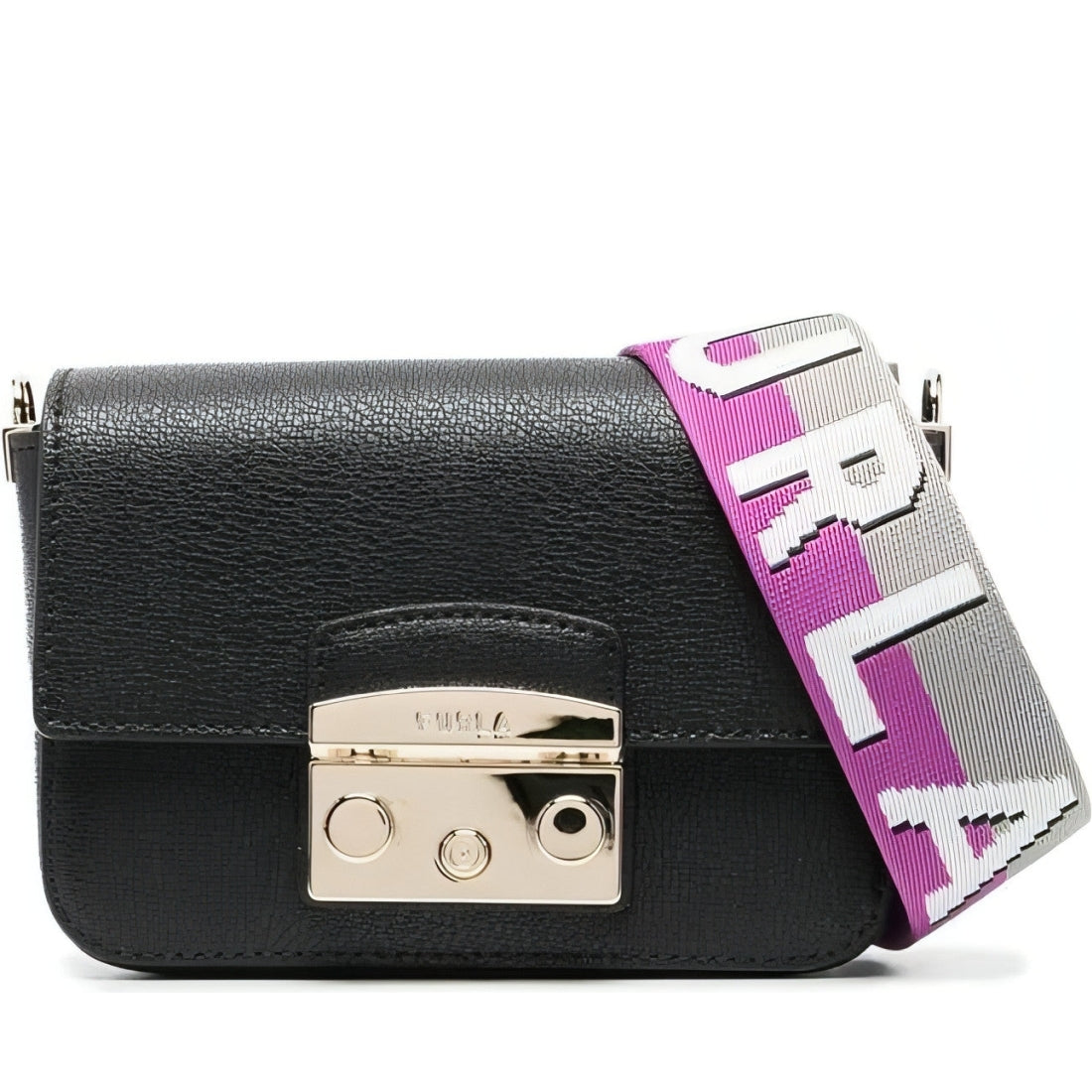 FURLA womens nero, marmo violet metropolis mini crossbody | Vilbury London