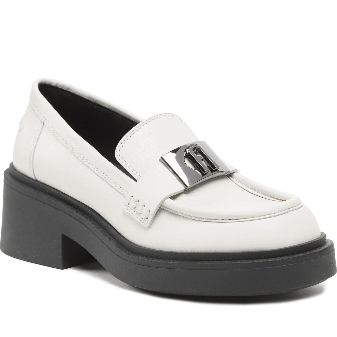 FURLA womens marshmallow, nero furla college loafer | Vilbury London