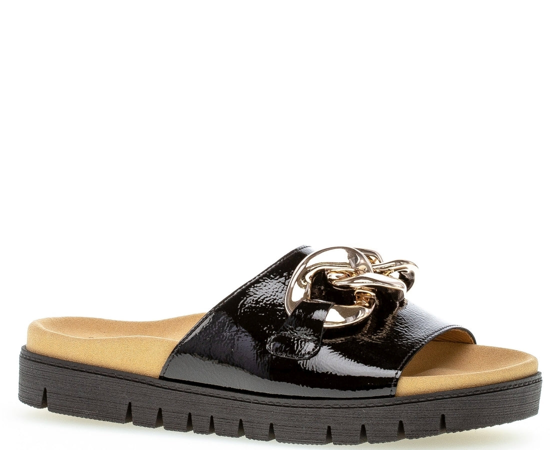 Gabor Womens black casual open slippers | Vilbury London