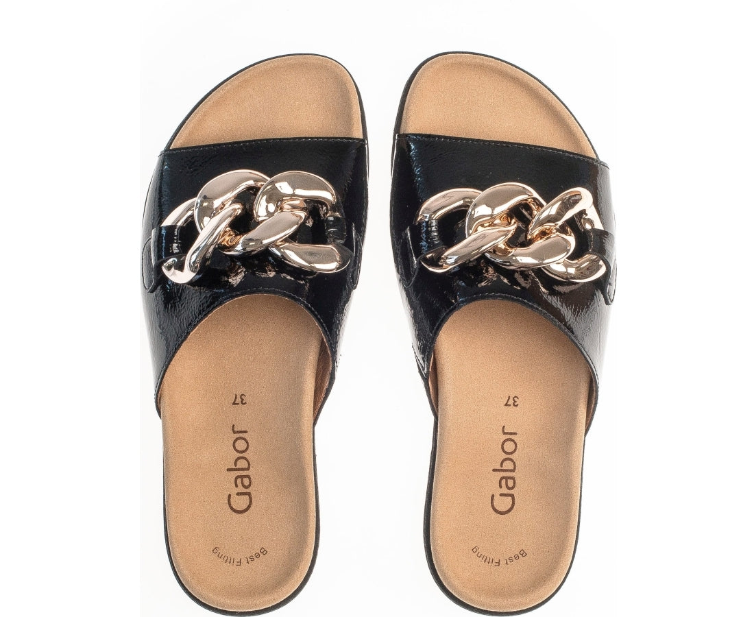 Gabor Womens black casual open slippers | Vilbury London