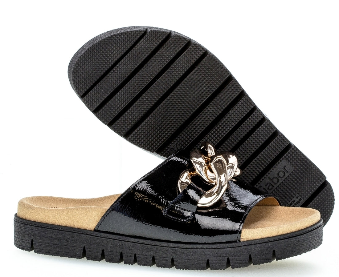 Gabor Womens black casual open slippers | Vilbury London