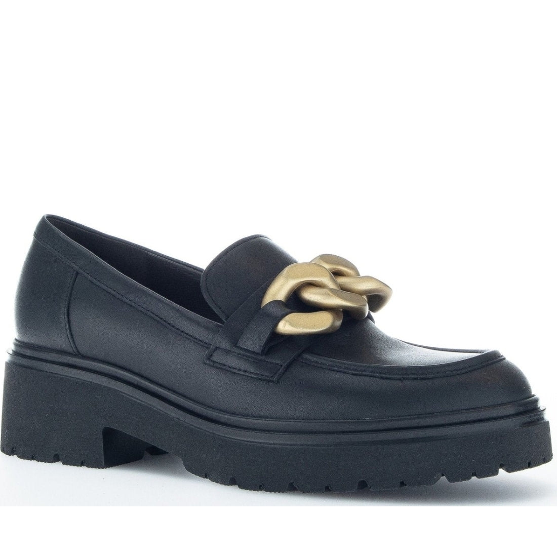 Gabor womens schwarz gold matt casual closed loafers | Vilbury London