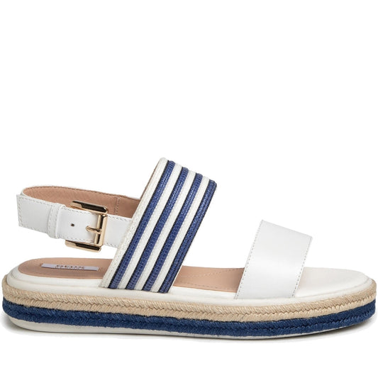 Geox Womens white blue casual open sandals | Vilbury London