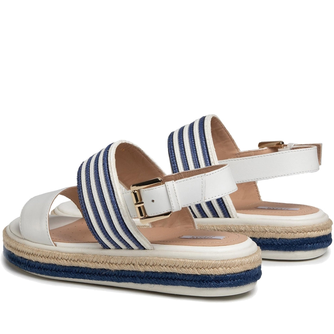 Geox Womens white blue casual open sandals | Vilbury London