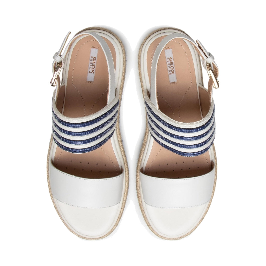 Geox Womens white blue casual open sandals | Vilbury London