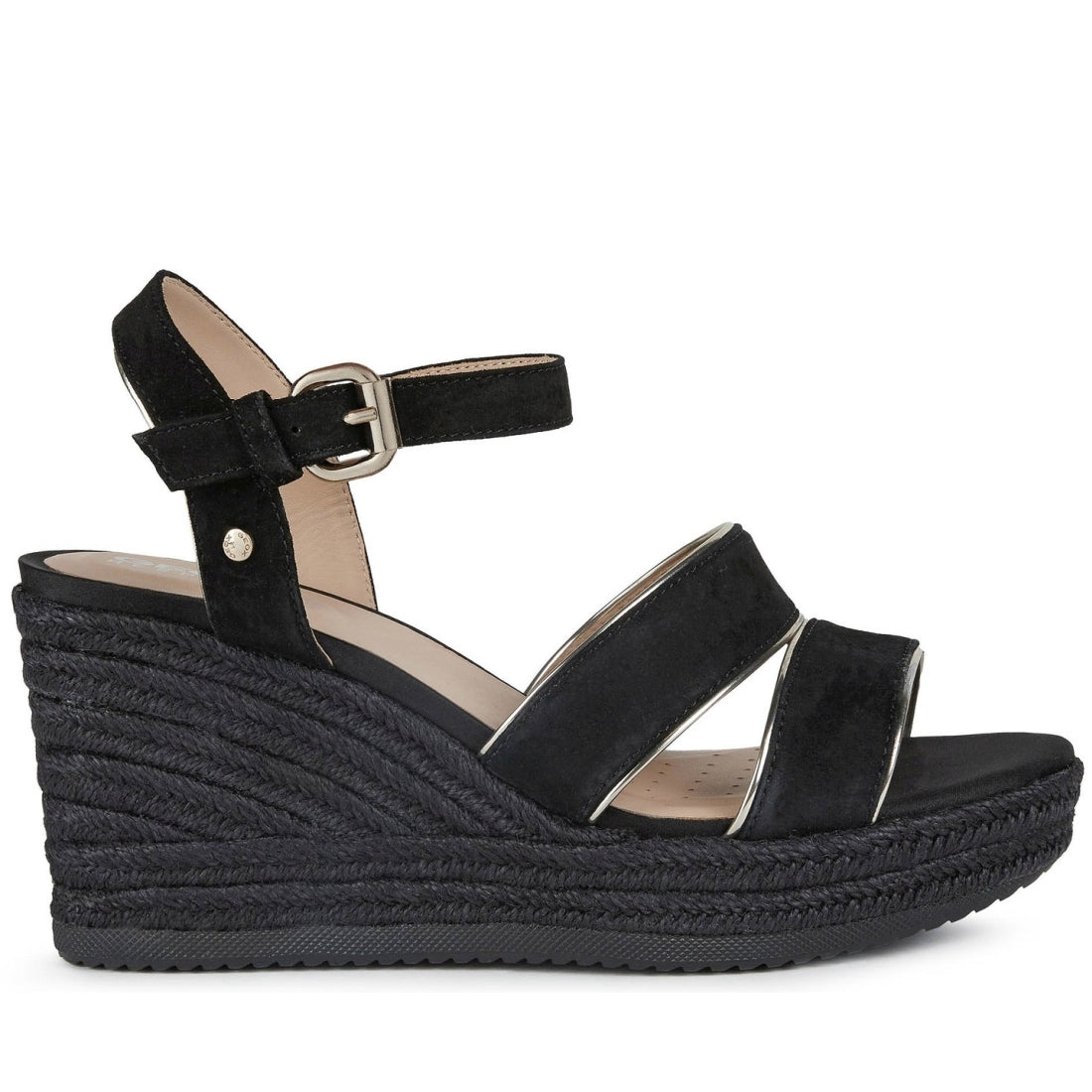 Geox Womens Black Gold ponza sandals | Vilbury London