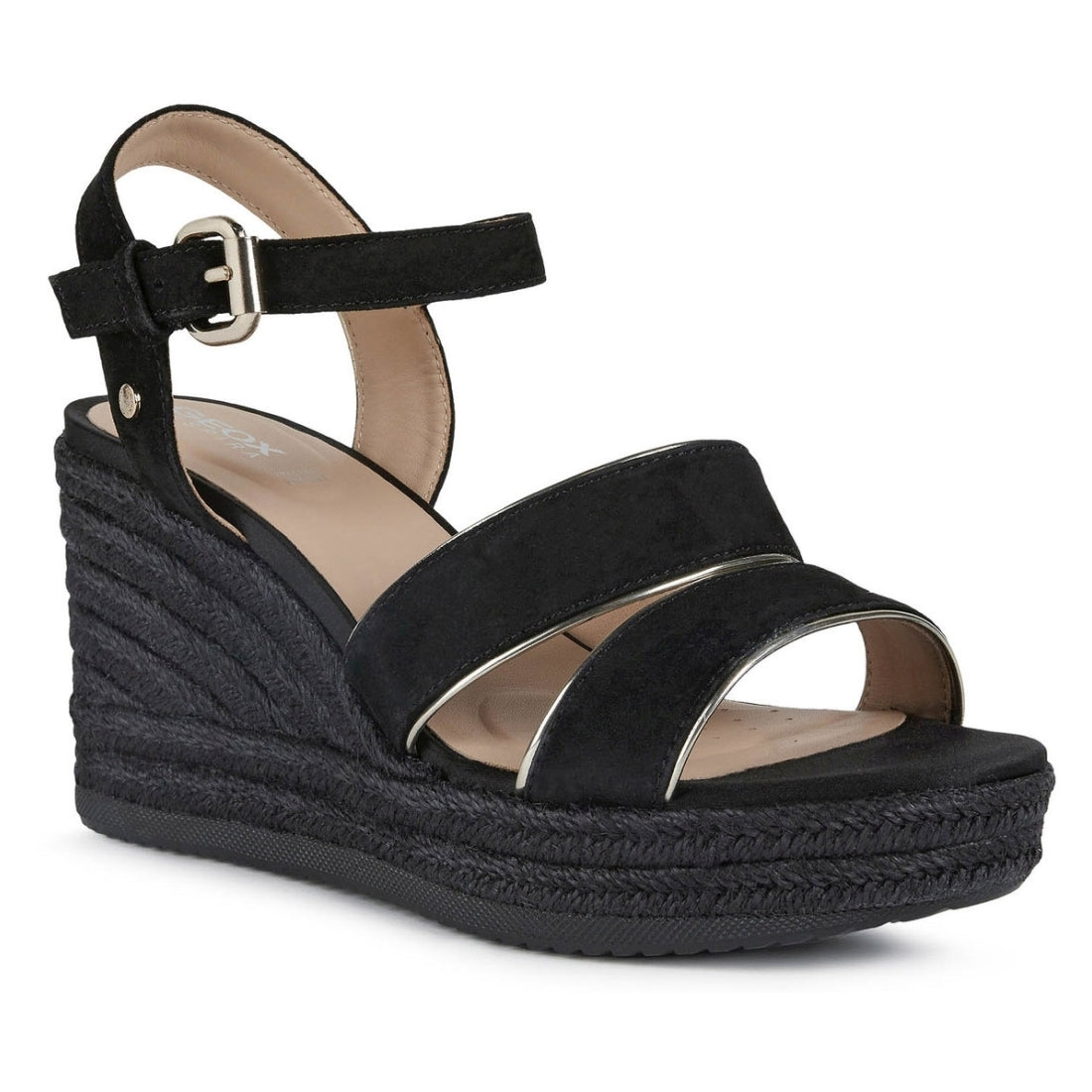 Geox Womens Black Gold ponza sandals | Vilbury London