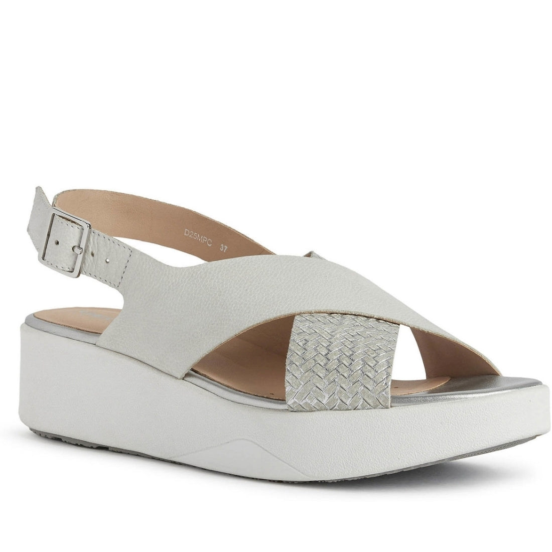 Geox Womens Off White Silver laudara sandals | Vilbury London