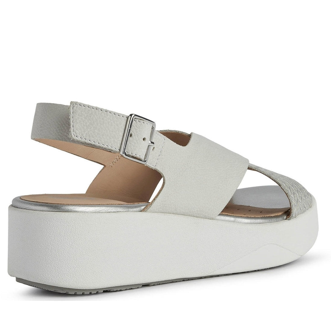 Geox Womens Off White Silver laudara sandals | Vilbury London