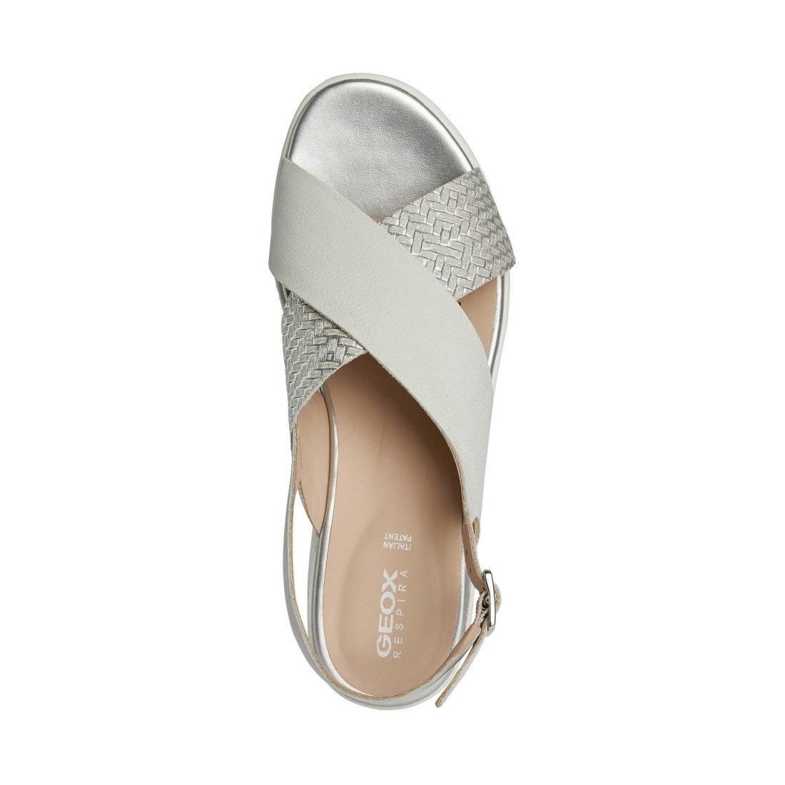 Geox Womens Off White Silver laudara sandals | Vilbury London