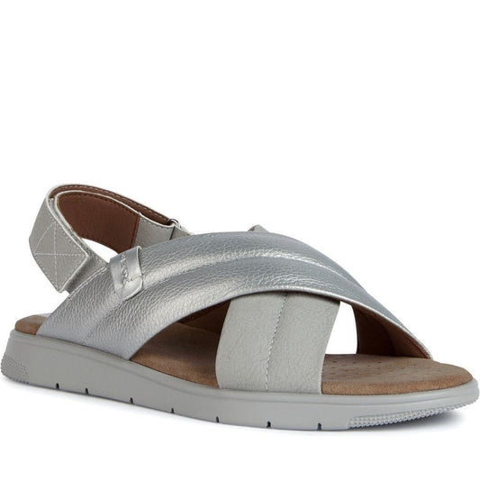 Geox womens grey, silver dandra sandals | Vilbury London