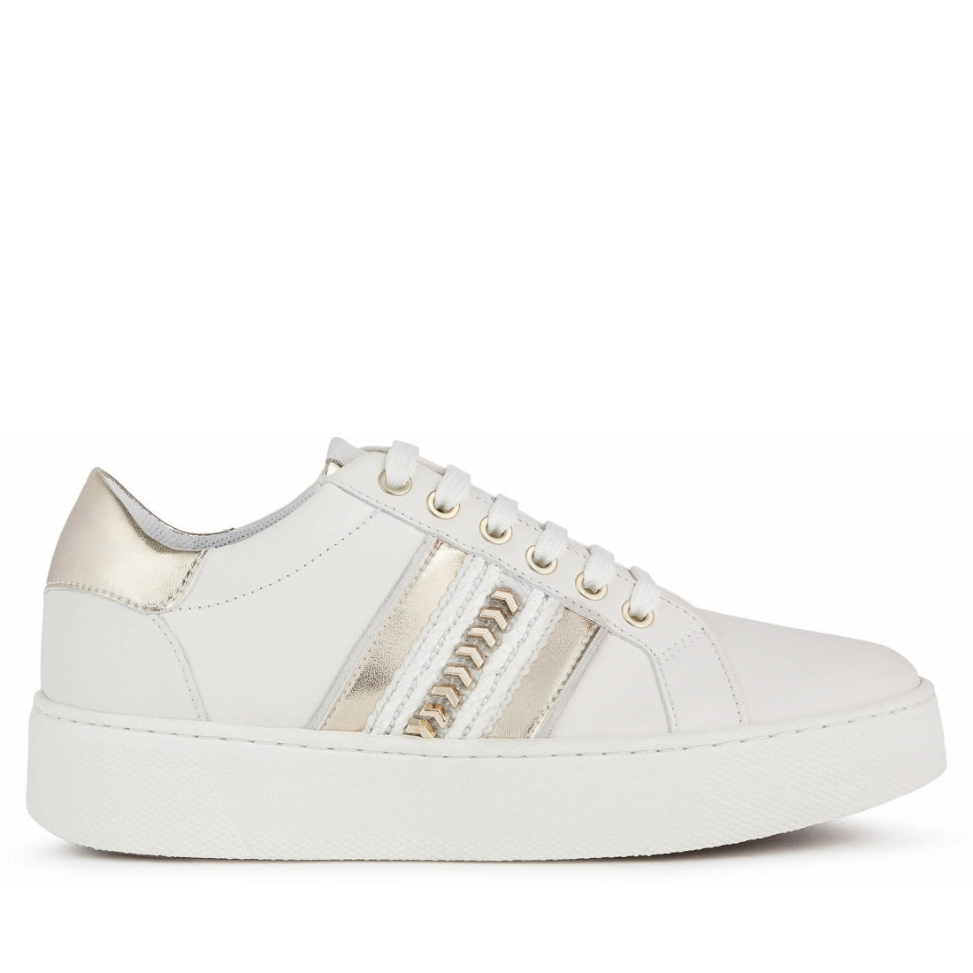 Geox Womens Off White Lt Gold skyely shoes | Vilbury London