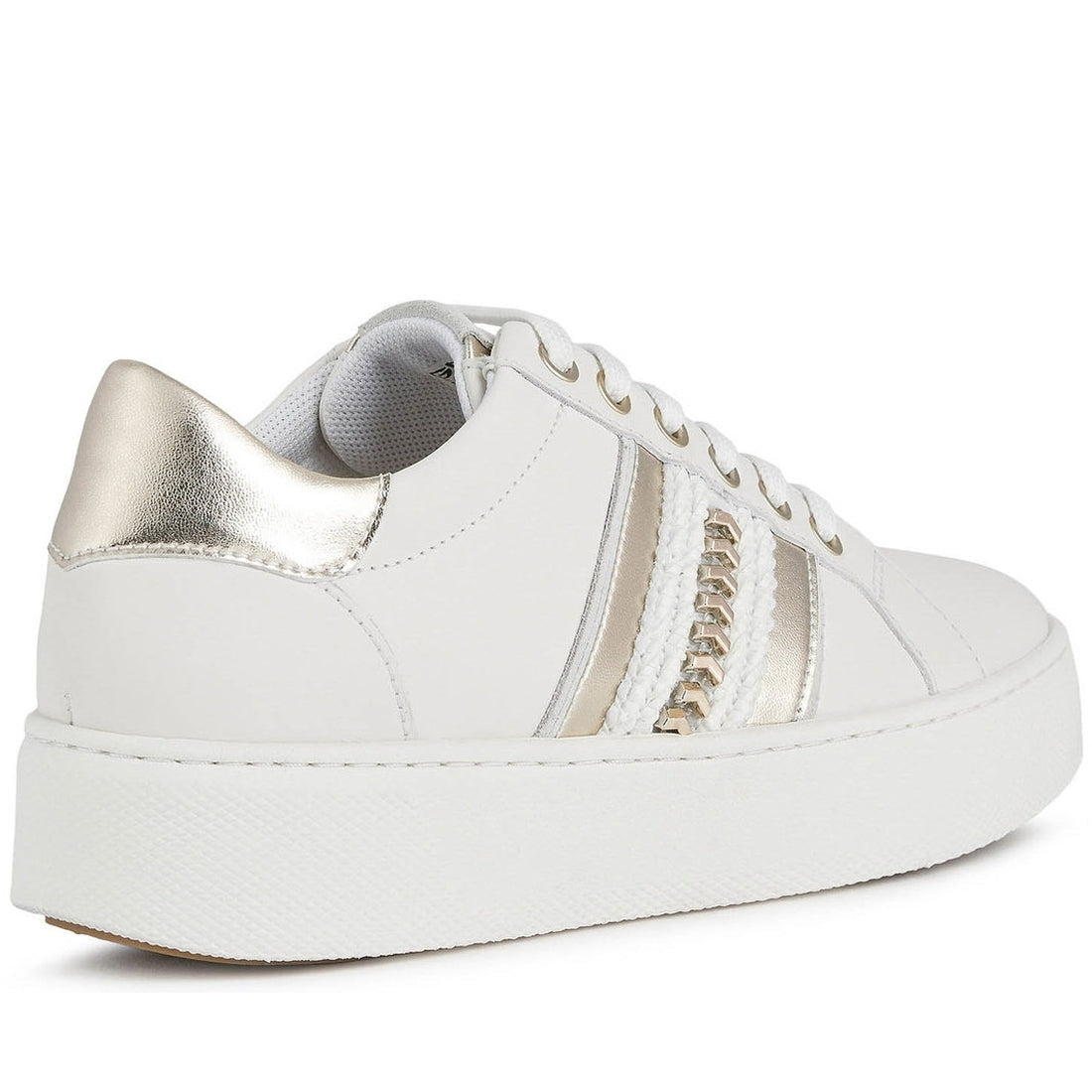 Geox Womens Off White Lt Gold skyely shoes | Vilbury London