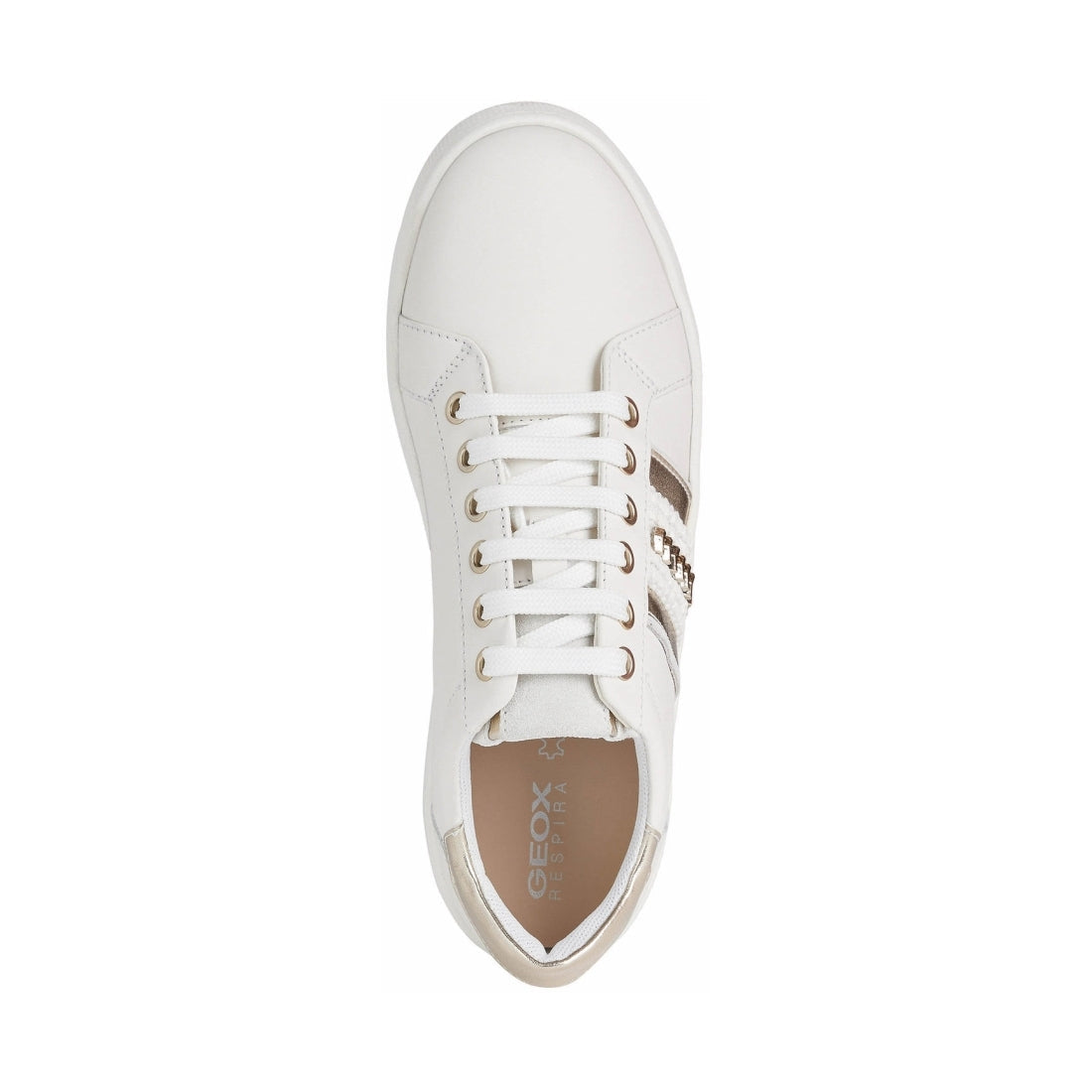 Geox Womens Off White Lt Gold skyely shoes | Vilbury London